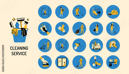 Man with a vacCleaning company color concepts.
