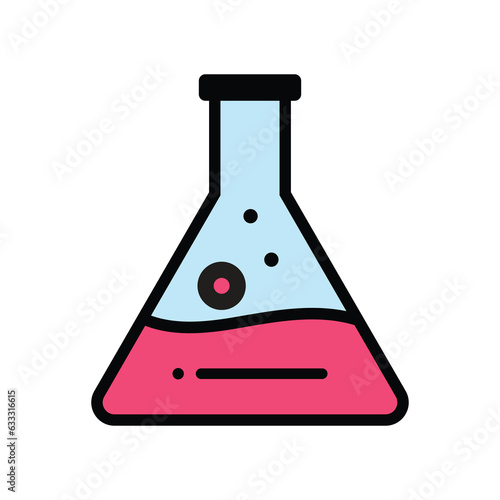 Chemical flask color icon science and investigations concept vector template design.