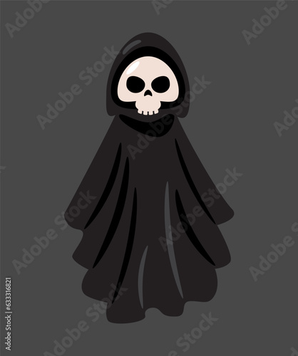 Grim reaper . Halloween cartoon characters . Vector .