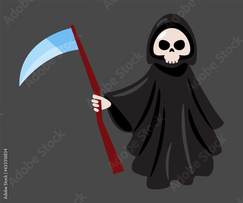 Grim reaper . Halloween cartoon characters . Vector .