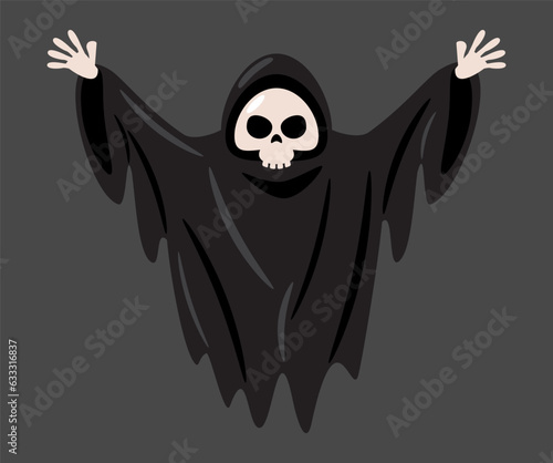 Grim reaper . Halloween cartoon characters . Vector .