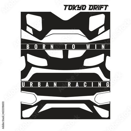 typographic vector illustration of car racing theme. tee shirt graphics
