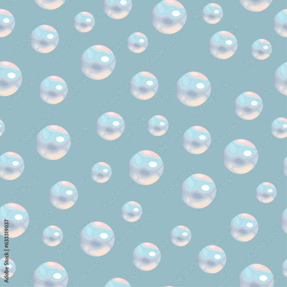 Blue and pink pearls vector seamless background