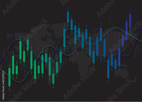 Stock market and exchange. Candle stick graph chart of stock market investment trading. Stock market data. Bullish point, Trend of graph. Vector illustration