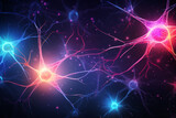 Neural network illustration with vibrant pathways, neuron  