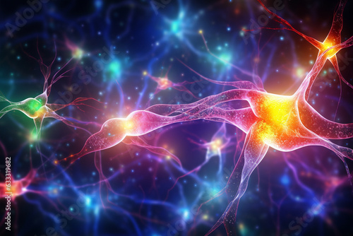 Colorful interconnected neurons firing signals  neuron  