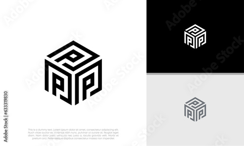 Initials P logo design. Initial Letter Logo. Innovative high tech logo template.