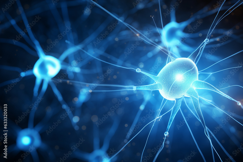 Neuron in a futuristic digital world, neuron Generative AI Neuron in a futuristic digital world, neuron Generative AI