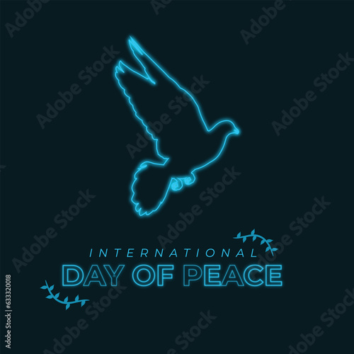 Shinny peace day celebration post with flying pigeon and leaves new design vector illustration