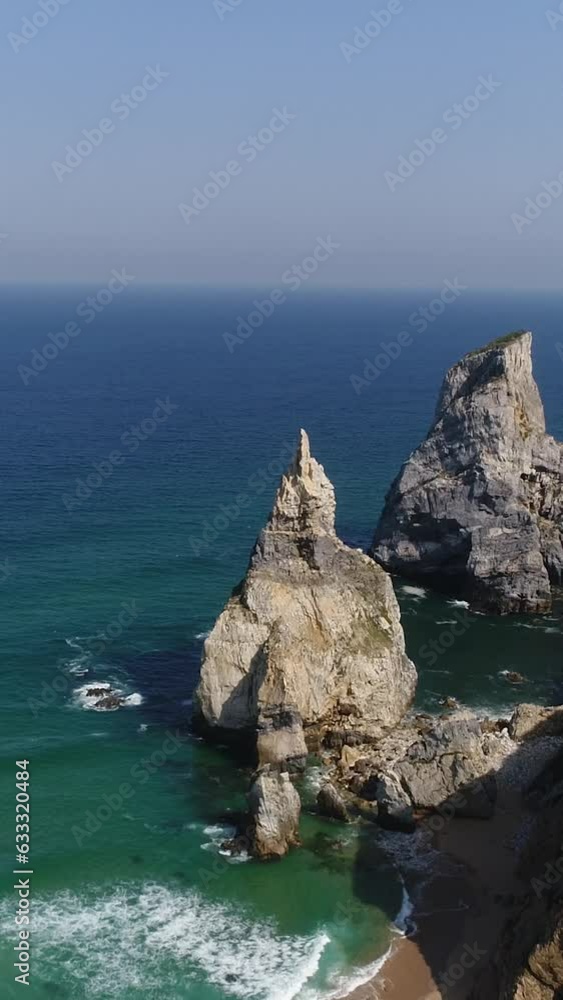 Vertical Video of Beautiful Seascape Ursa Beach Atlantic Ocean Surface Vertical Video of Beautiful Seascape Ursa Beach Atlantic Ocean Surface