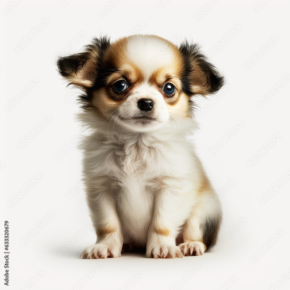 chihuahua puppy on white background, Generative AI.