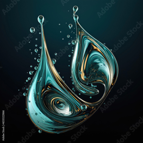 Water world, abstract scifi water drops (ID: 633322866)