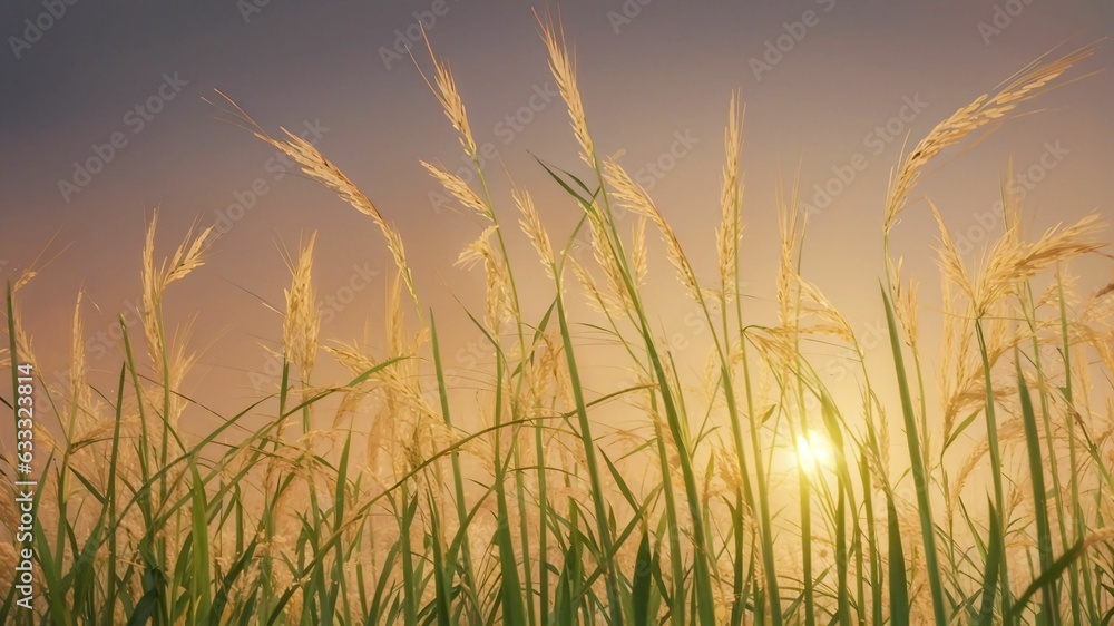 rice field in the sunset