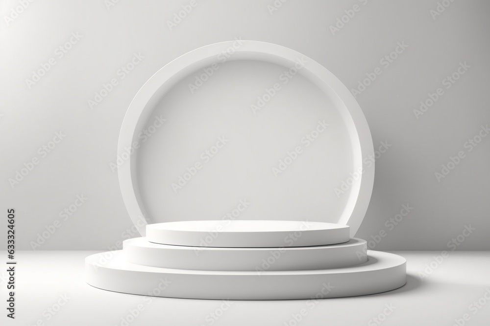 3D rendering of display white podium for branding and product presentation on pedestal display white background. 3D rendering of display white podium for branding and product presentation on pedestal display white background.