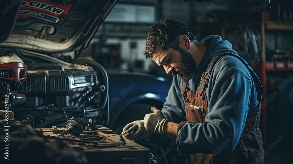 Technician who dedicates their precision to inspecting and replacing the car's CV joints, contributing to smooth power transfer, minimized wear, and extended component lifespan. Generated by AI.