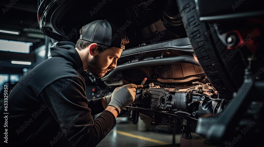 Technician meticulously performs a brake fluid flush and replacement, maintaining optimal brake fluid viscosity. Generated by AI.
