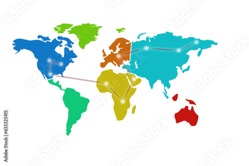Digital png illustration of colourful world map and spots on transparent background