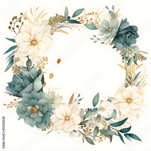 Flower wreath watercolor illustration isolated on white background © Oksana