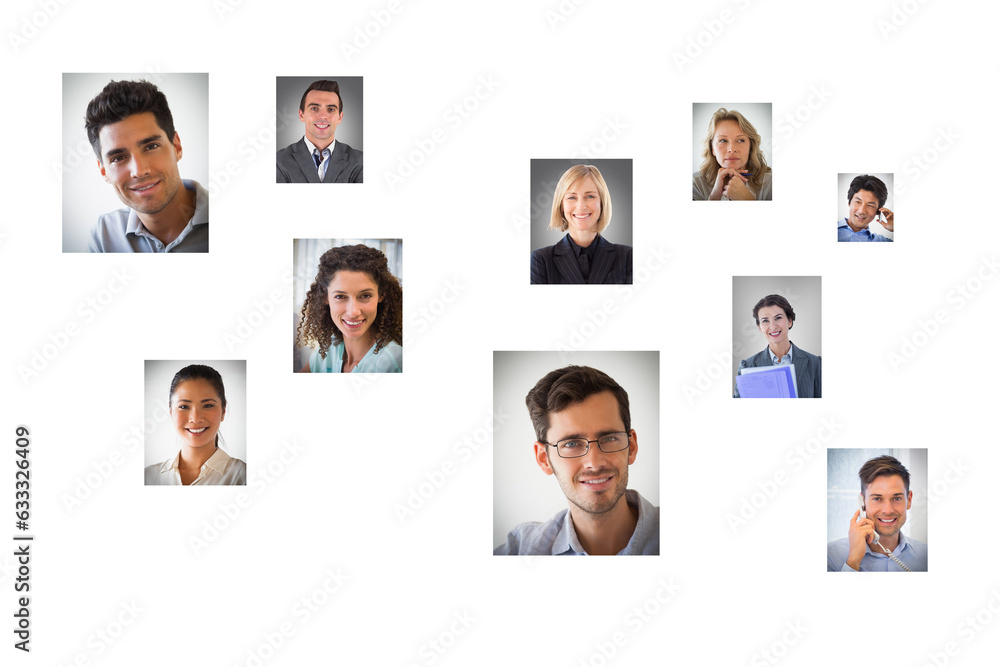 Digital png illustration of network of connections with diverse people on transparent background Digital png illustration of network of connections with diverse people on transparent background