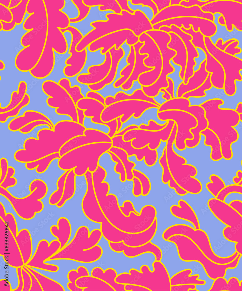 Naklejka premium Seamless hand drawn nature pattern with leaves