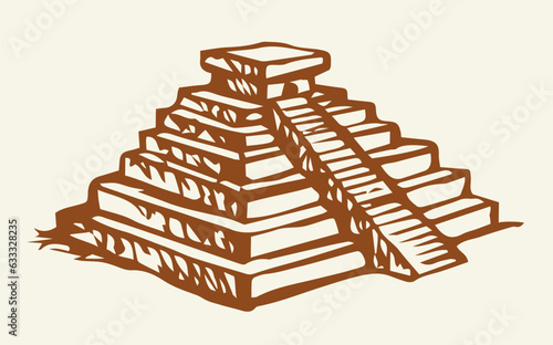 Mayan pyramids. Vector drawing icon