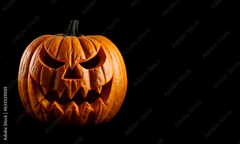 Halloween Jack o Lantern Pumpkin with a spooky face. Isolated on a black background. Halloween Jack o Lantern Pumpkin with a spooky face. Isolated on a black background.