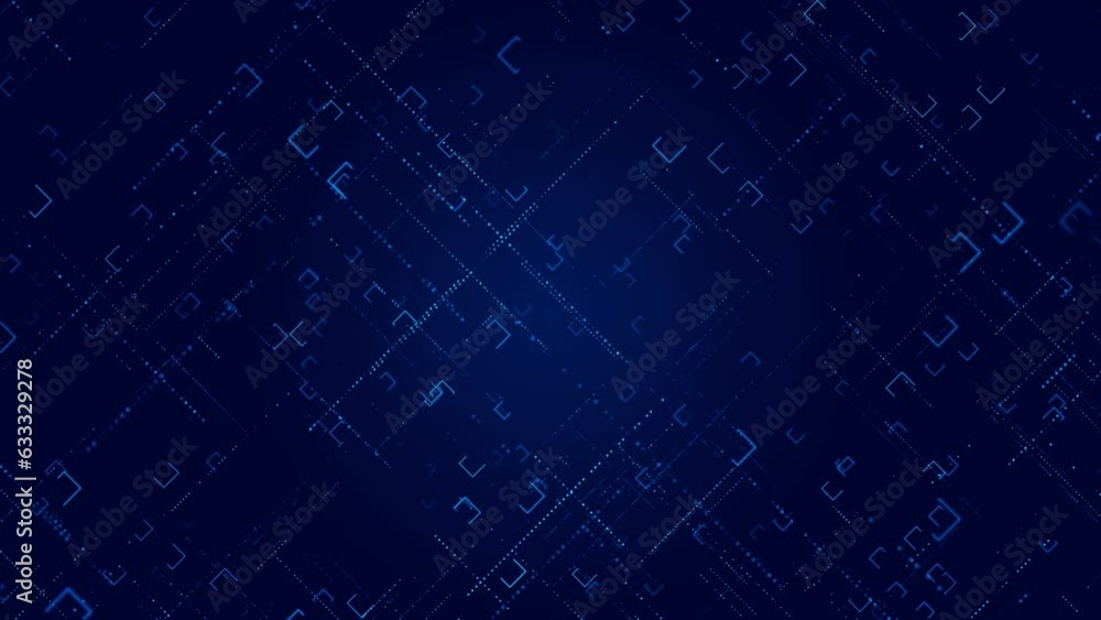 Abstract Technology Background With Moving Lines Dots Network Digital