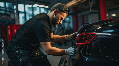 Technician focuses on replacing the car's battery, addressing worn-out or failing batteries to prevent starting issues, electrical malfunctions, and potential breakdowns. Generated by AI. © Татьяна Лобачова