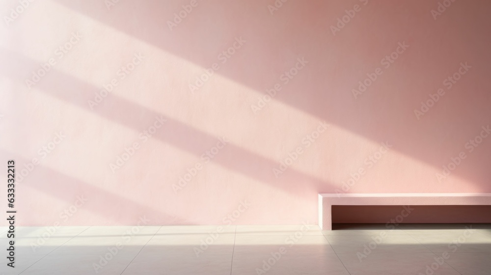 Obraz premium A simple empty wall in pastel pink with Light and shadow on the wall in random order Generative AI