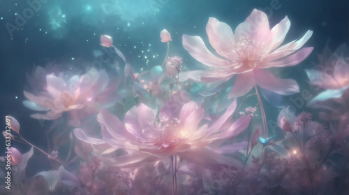 Realistic and Beautiful Pink Flowers underwater view