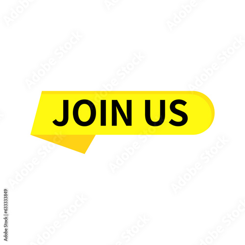 Join Us In Yellow Rounded Rectangle Ribbon Shape For Promotion
