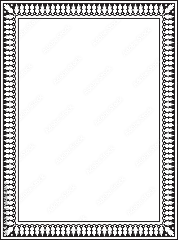 Vector square monochrome black Indian national ornament. Ethnic plant border. Flowers frame. Poppies and leaves.. Vector square monochrome black Indian national ornament. Ethnic plant border. Flowers frame. Poppies and leaves..