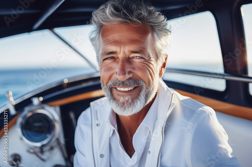 AI generated image of mature senior male on the yacht © Kalim