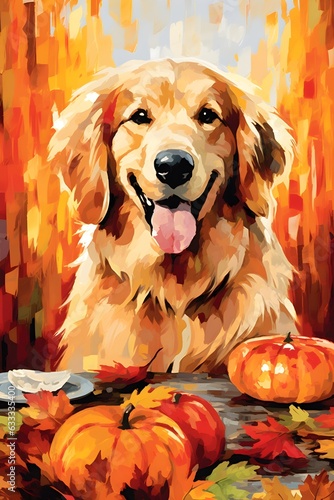 Golden Retriever Autumn Thanksgiving