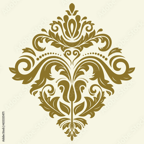 Oriental vector ornament with arabesques and floral elements. Traditional classic ornament. Vintage golden pattern with arabesques