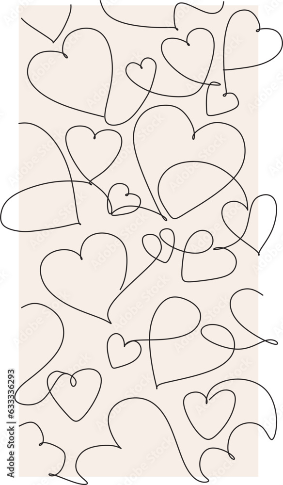 Heart Line art of love Valentines Day line art pattern