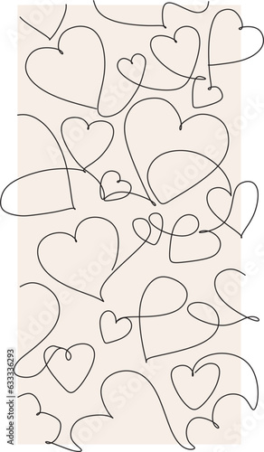 Obraz na płótnie Heart Line art of love Valentines Day line art pattern w salonie