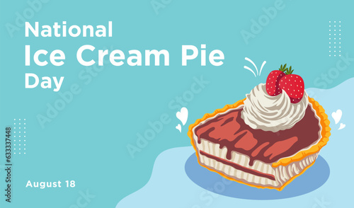 a piece of chocolate flavored ice cream pie topped with fresh strawberries  National Ice Cream Pie Day August 18