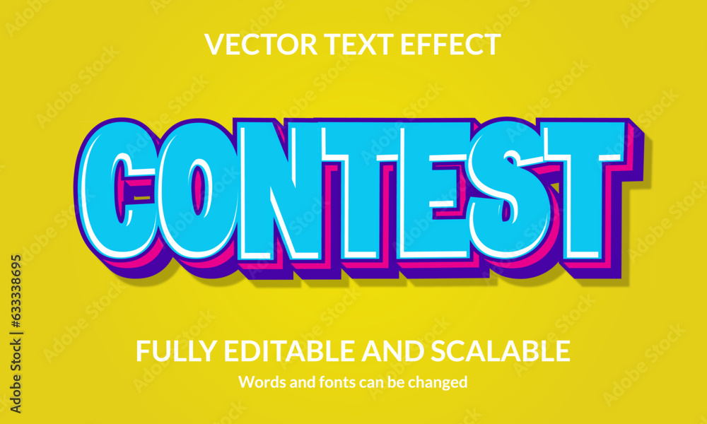 Editable 3D text effect Contest vector template