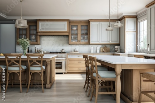 kitchen interior with Transitional interior design. Generative AI