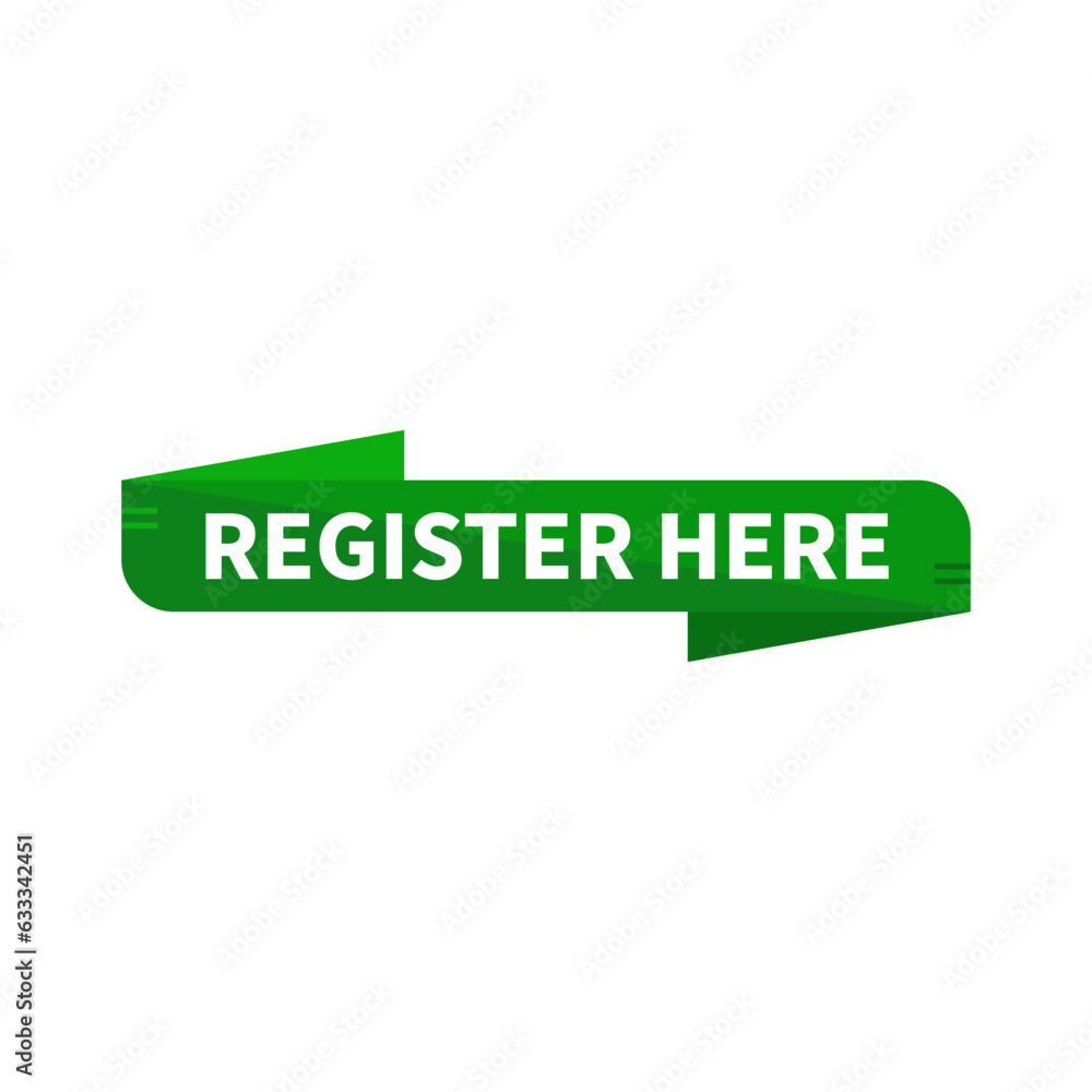 Register Here In Green Rectangle Ribbon Shape For Business Advertisement
Register Here In Green Rectangle Ribbon Shape For Business Advertisement