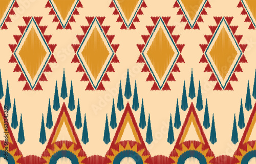 Ethnic abstract ikat art. Aztec ornament print. geometric ethnic pattern seamless  color oriental.  Design for background ,curtain, carpet, wallpaper, clothing, wrapping, Batik, vector illustration.