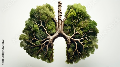 The concept of nature's lungs. Isoladed on white. Generative AI photo