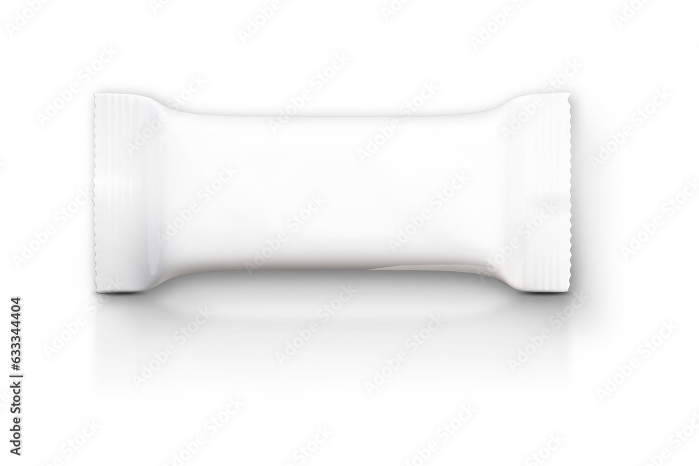 Blank white glossy snack chocolate bar mockup with reflection.foil snack mock up, chocolate, wafers or protein bar packaging.white paper packaging isolated on white background.3d rendering. Blank white glossy snack chocolate bar mockup with reflection.foil snack mock up, chocolate, wafers or protein bar packaging.white paper packaging isolated on white background.3d rendering.