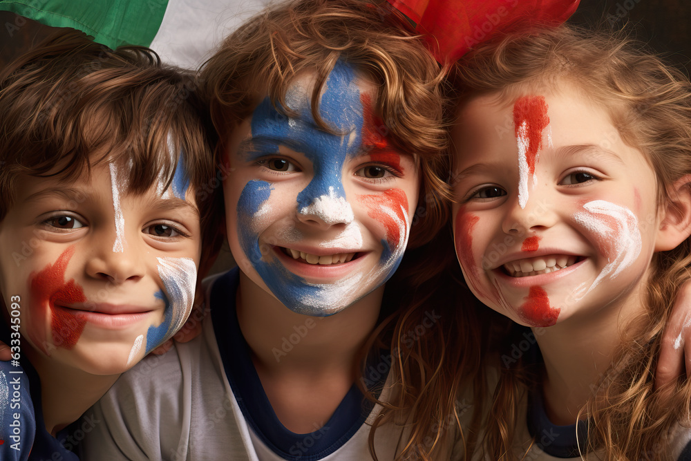 Young children with painted faces at a carnival or festival Young children with painted faces at a carnival or festival