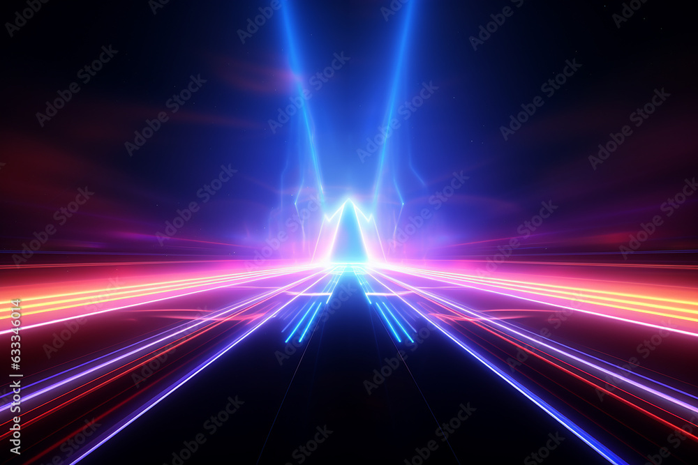 Abstract multicolored laser lighting graphics on black background.Data transfer concept light. Generative AI Abstract multicolored laser lighting graphics on black background.Data transfer concept light. Generative AI