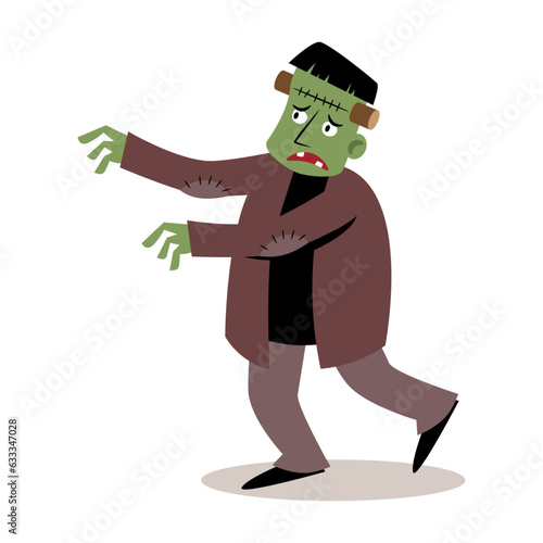 Frankenstein . Halloween cartoon characters . Vector .