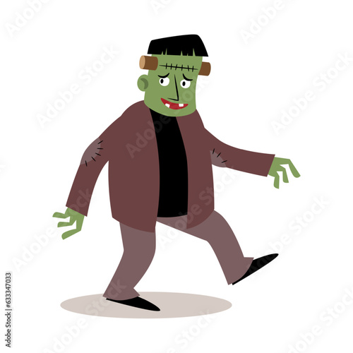 Frankenstein . Halloween cartoon characters . Vector .