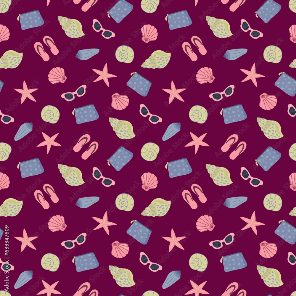 Seamless pattern with Sunscreens. Sunlight safety, sun rays safety.