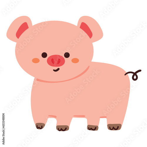 hand drawing cartoon pig. cute animal doodle